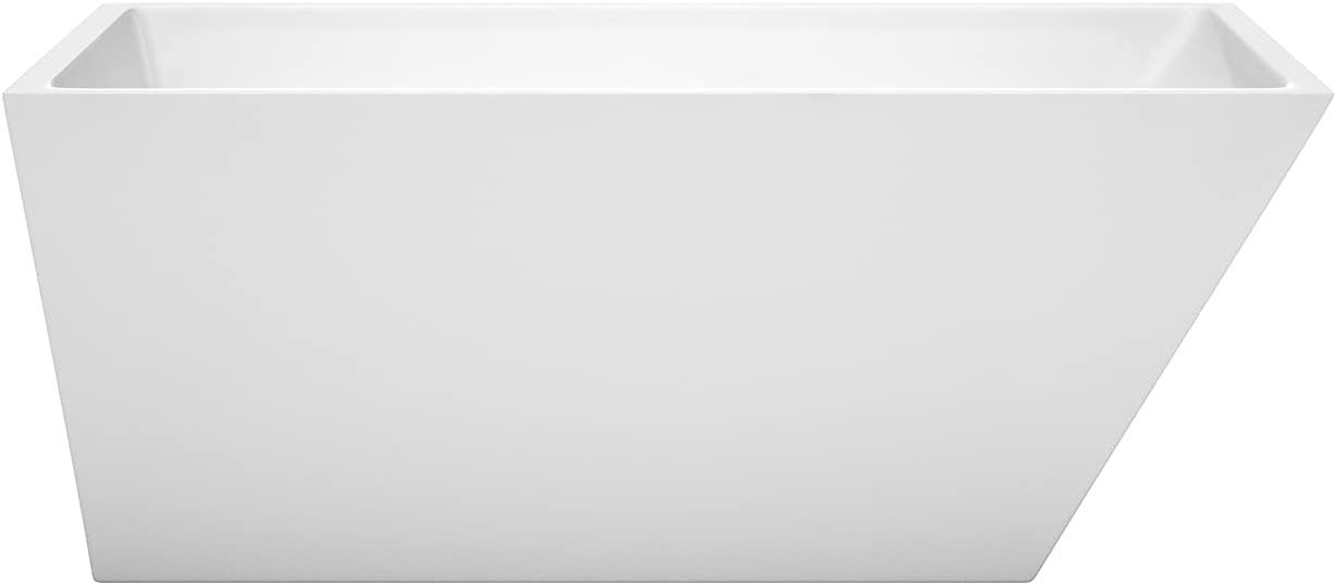 Hannah 59 Inch Freestanding Bathtub in White with Shiny White Drain and Overflow Trim