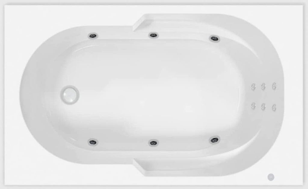 Carver Tubs - RAR7236 - Modern Fiberglass Whirlpool Water Massage Bathtub, With 12 Heater Air Jets - White Acrylic Rectangle Bath Tub - Left End Drain - Deep Relaxing Soak - 72'L x 36'W x 18'H