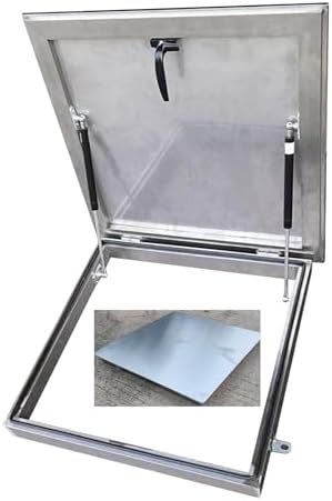 Rooftop Access Hatch Cover Plate - Steel Wellhead Lid for Industrial & Commercial Use, Roof Deck Hatch with Door Latch, 39.4x39.4IN (100x100CM)