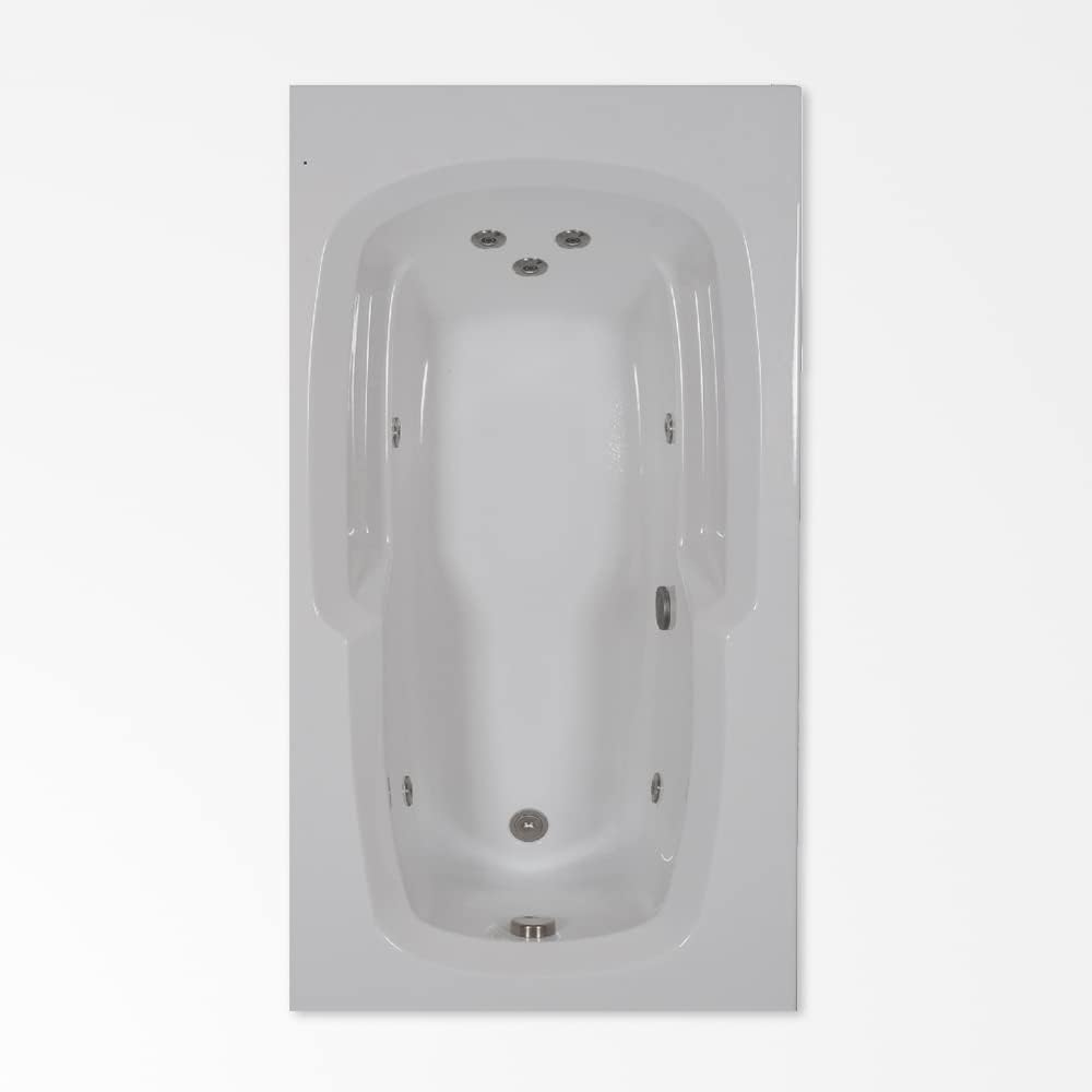 60 in. x 32 in. Acrylic Rectangular Drop-In Whirlpool Bathtub with Reversible Drain in White - Includes 12.5 Amp In-Line Heater