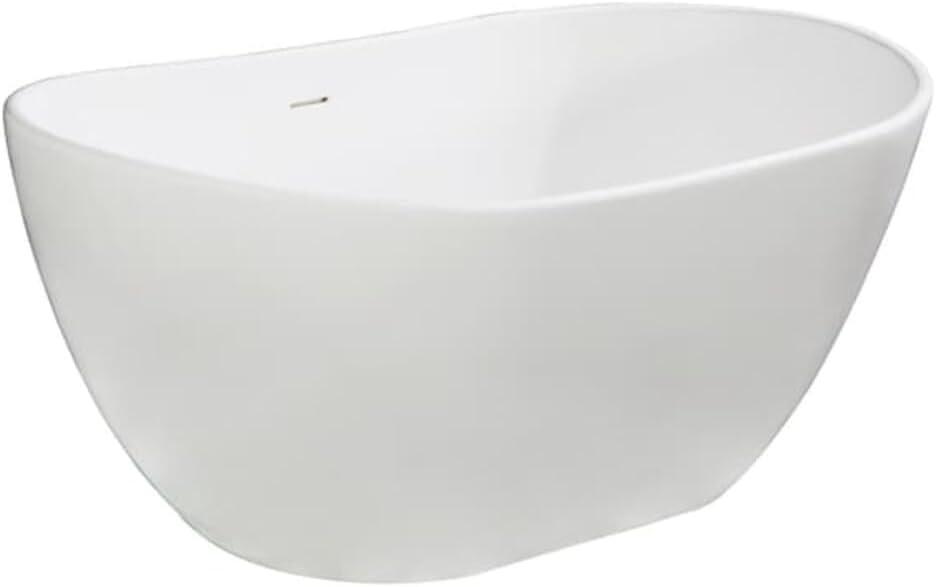 Aqua Eden VRTRS573224 Arcticstone 57-Inch Solid Surface White Stone Freestanding Tub with Drain, Matte White