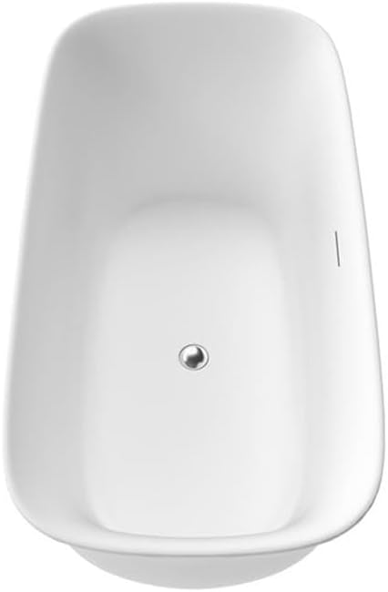 Pemberly Row 67' x 32' Flatbottom Freestanding Acrylic Soaking Bathtub, Glossy White Finish, Thin Edge Design, 66-Gallon Capacity, Scratch-Resistant, Contemporary Bathroom Tub for Immersive Bathing