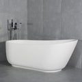 67 Inch Solid Surface Stone Resin Bathtub, Oval Freestanding Soaking Tub with Overflow for Bathroom,Matte White