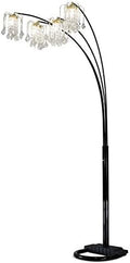 84' Arc Tree Floor Lamp - Featrue 4 Bell Hanging Faux Crystal Ornaments Shades with U Shape Base - Great for Living Rooms, Bedrooms, or Arching Over Couches (Black)