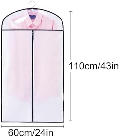 Clear Garment Bags for Clothes Rack & Closet, Dustproof Non-Woven Covers, 60x110cm (24x43in), Protect Clothes from Dust & Damage, Durable White Storage Solution