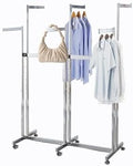 Heavy Duty Metal Garment Rack - Adjustable Way Retail Clothing Display with Shelves for Hanging Clothes (Silver)