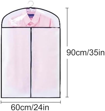 Clear Garment Bags for Clothes Rack & Closet, Dustproof Non-Woven Fabric Covers, 60x110cm (24x43in), Protect Clothes from Dust & Damage, White Storage Solution