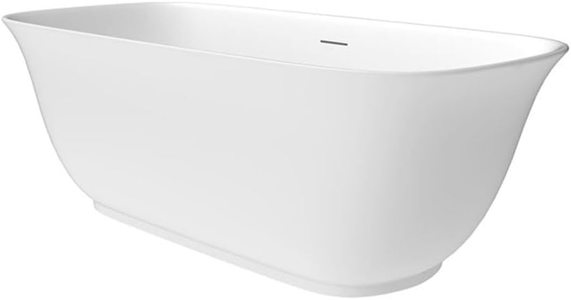 Pemberly Row 67' x 32' Flatbottom Freestanding Acrylic Soaking Bathtub, Glossy White Finish, Thin Edge Design, 66-Gallon Capacity, Scratch-Resistant, Contemporary Bathroom Tub for Immersive Bathing