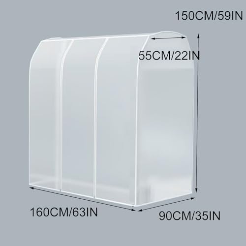 Extra Large 59' Garment Bags with Clear PEVA High Rack Cover, Ideal for Double Pole Hangers, Heavy Duty Clothing Storage (150x90x150cm)