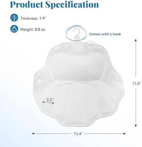 FerdY Shangri-La 67 Inch Freestanding Whirlpool Bathtub, Oval with 8 Water SPA Jets Morden White Stand Alone Jetted Tub& Bath Pillow for Bathtub,Thick Tub Pillows