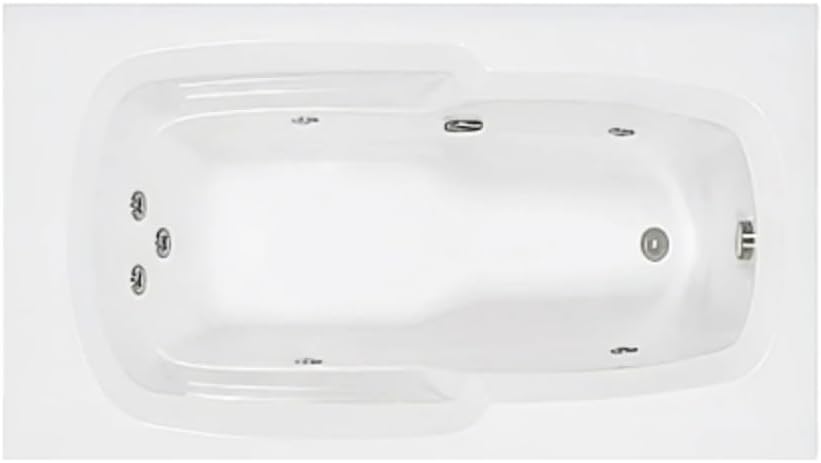60 in. x 32 in. Acrylic Rectangular Drop-In Whirlpool Bathtub with Reversible Drain in Biscuit
