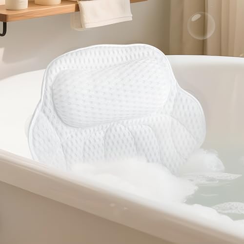FerdY Shangri-La 67 Inch Freestanding Whirlpool Bathtub, Oval with 8 Water SPA Jets Morden White Stand Alone Jetted Tub& Bath Pillow for Bathtub,Thick Tub Pillows