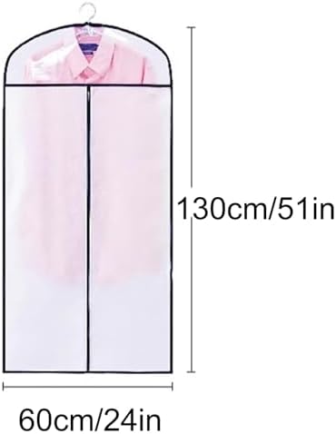 Clear Window Garment Bags for Closet & Clothes Rack, Dustproof Non-Woven Fabric Covers, 60x110cm (24x43in), Protect Clothes from Dust & Damage, White Storage Solution