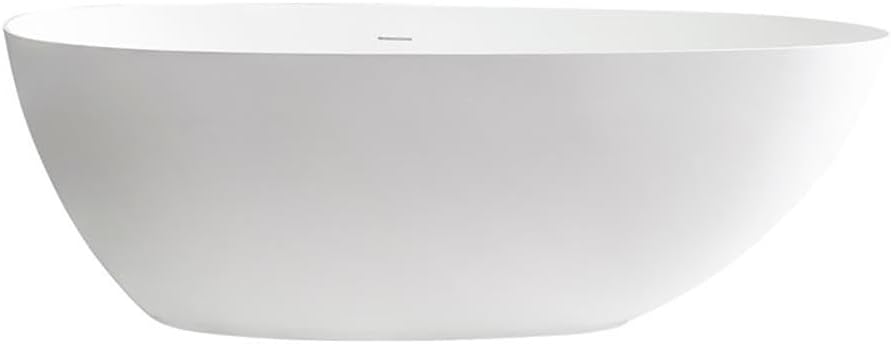 Giotto 67' Solid Surface Freestanding Oval Soaking Bathtub in Matte White