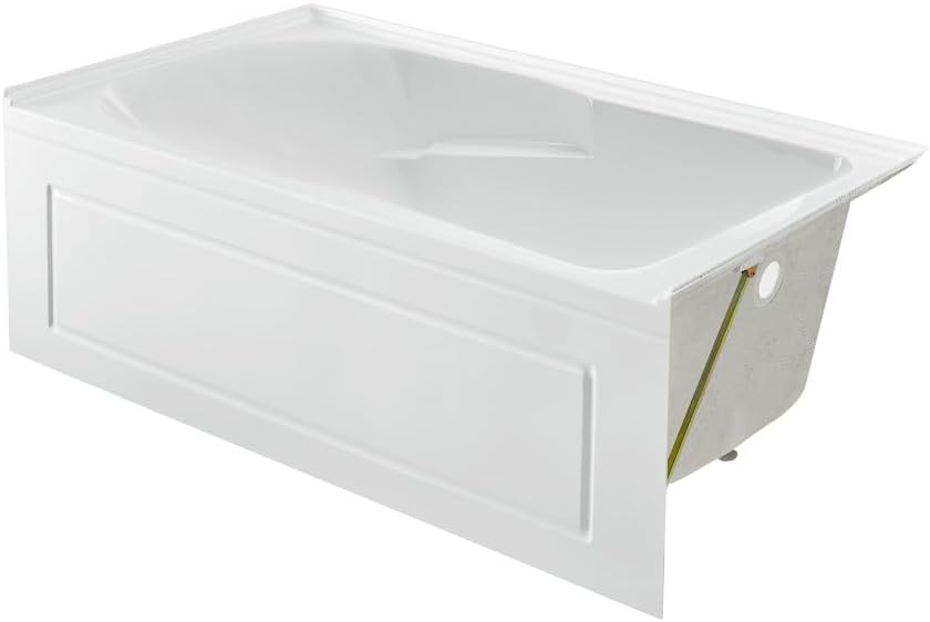 Bastille 60 x 30 Right Drain Soaking Alcove Bathtub in Glossy White with Integrated Armrest