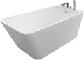 Bowery Hill Freestanding Acrylic Bathtub, White Finish, Insulated High-Gloss Surface, Right-Hand Drain, Generous Soaking Depth, Modern Skirted Design, Easy-Clean Bathroom Tub for Residential Use