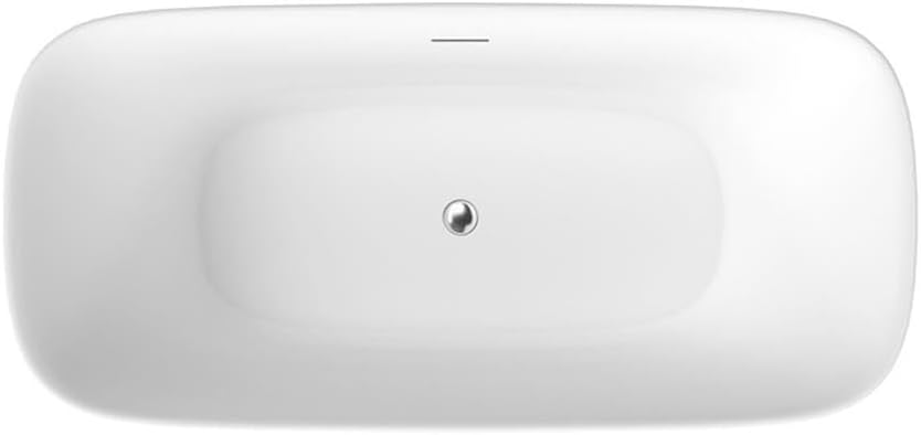 Pemberly Row 67' x 32' Flatbottom Freestanding Acrylic Soaking Bathtub, Glossy White Finish, Thin Edge Design, 66-Gallon Capacity, Scratch-Resistant, Contemporary Bathroom Tub for Immersive Bathing