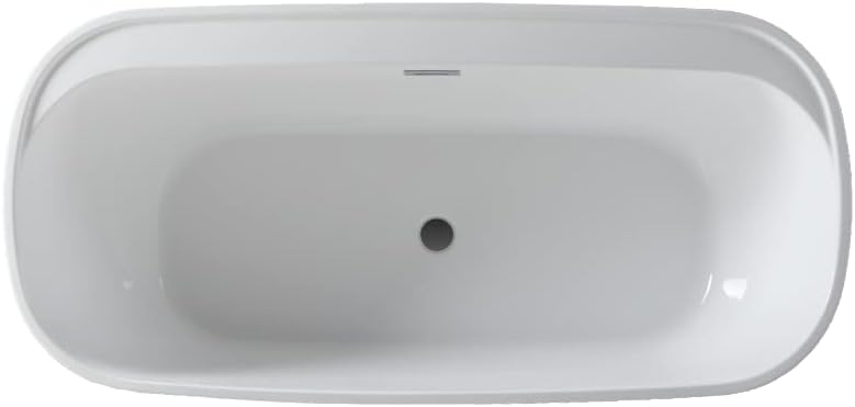 Carver Tubs - Graceful II 67' - Modern White Freestanding Soaking Bathtub With Chrome Center Drain - White Contemporary Oval Acrylic Fiberglass Tub - Deep Relaxing Soak - 67″L x 31'W x 23.5'H