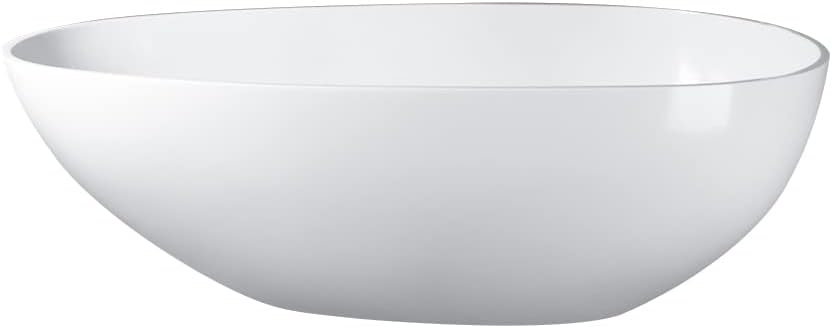 Vanity Art 59' x 31' Flatbottom Freestanding Solid Surface Resin Stone Bathtub | Contemporary Design Soaking Tub with Overflow and Pop-up Drain, UPC Certified, VA6913-GS