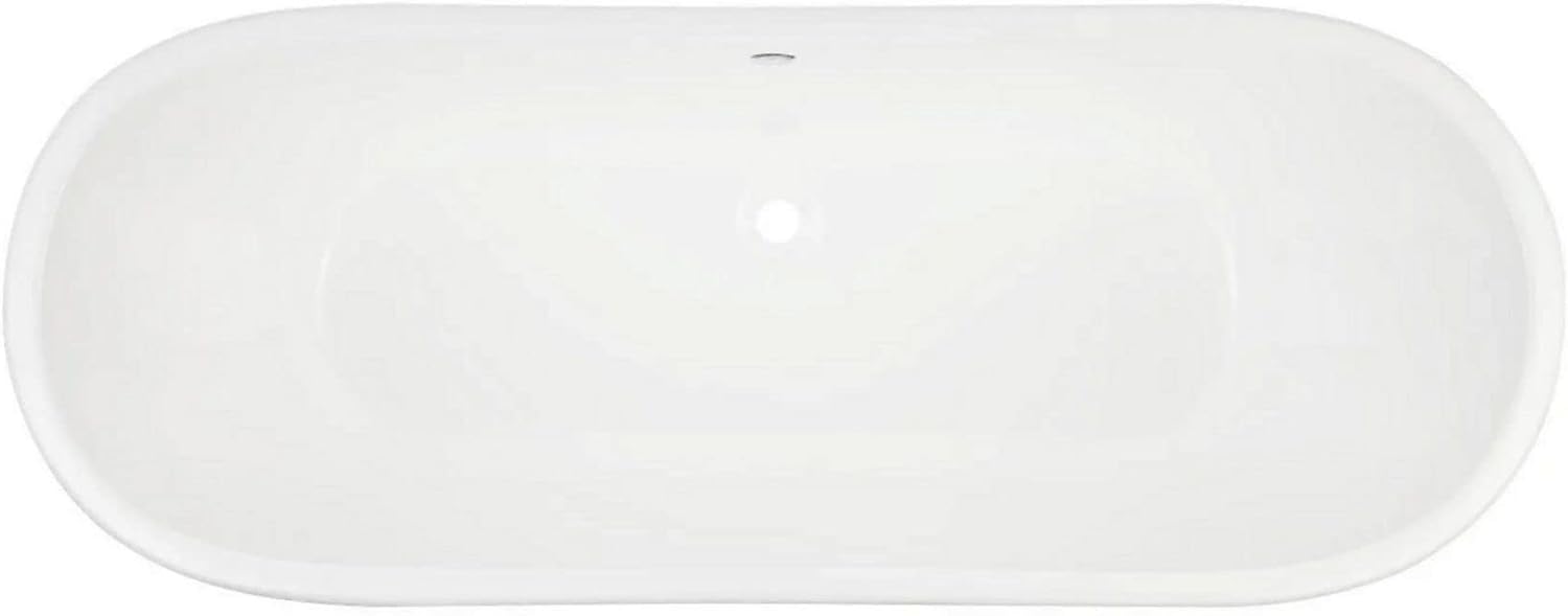 Signature Hardware 953426 Kateryn 67' Cast Iron Soaking Freestanding Tub in White with Included Overflow Drain - White/Brushed Nickel