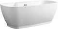 Vanity Art Freestanding White Acrylic Bathtub Modern Stand Alone Soaking Tub with Polished Chrome UPC Certified Round Overflow and Pop-up Drain (59' x 30') VA6835-S