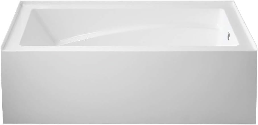 60 in. Aqua Eden Oriel Anti-Skid Acrylic Alcove Tub with Right Hand Drain Hole White