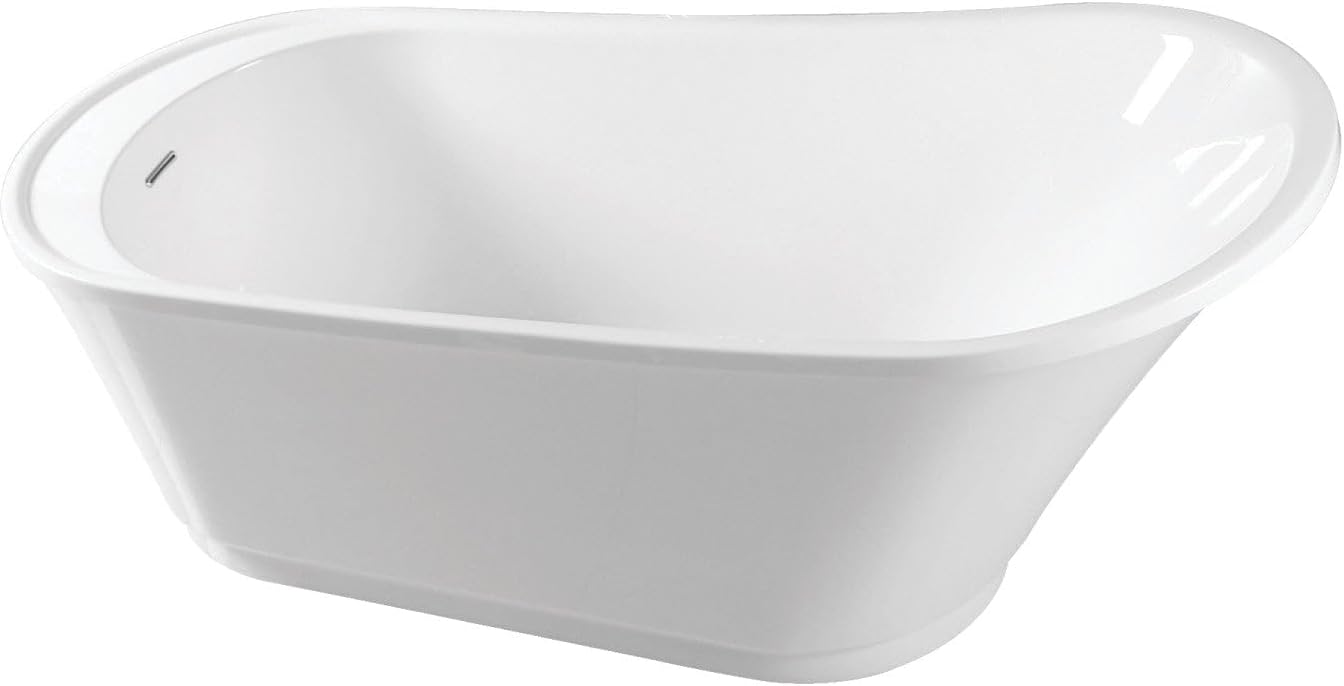 Aqua Eden VTRS592826Q 59-Inch Acrylic Single Slipper Freestanding Tub with Drain, White