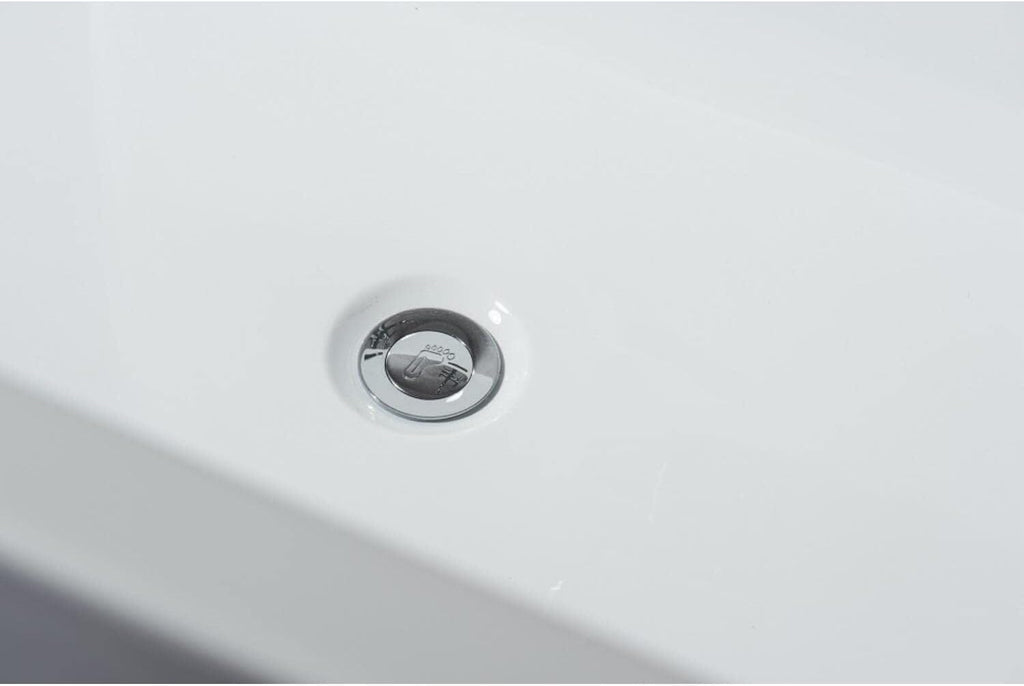 HomeStock Lure 67 in White Freestanding Acrylic Flatbottom Soaking Bathtub with Chrome Hardware