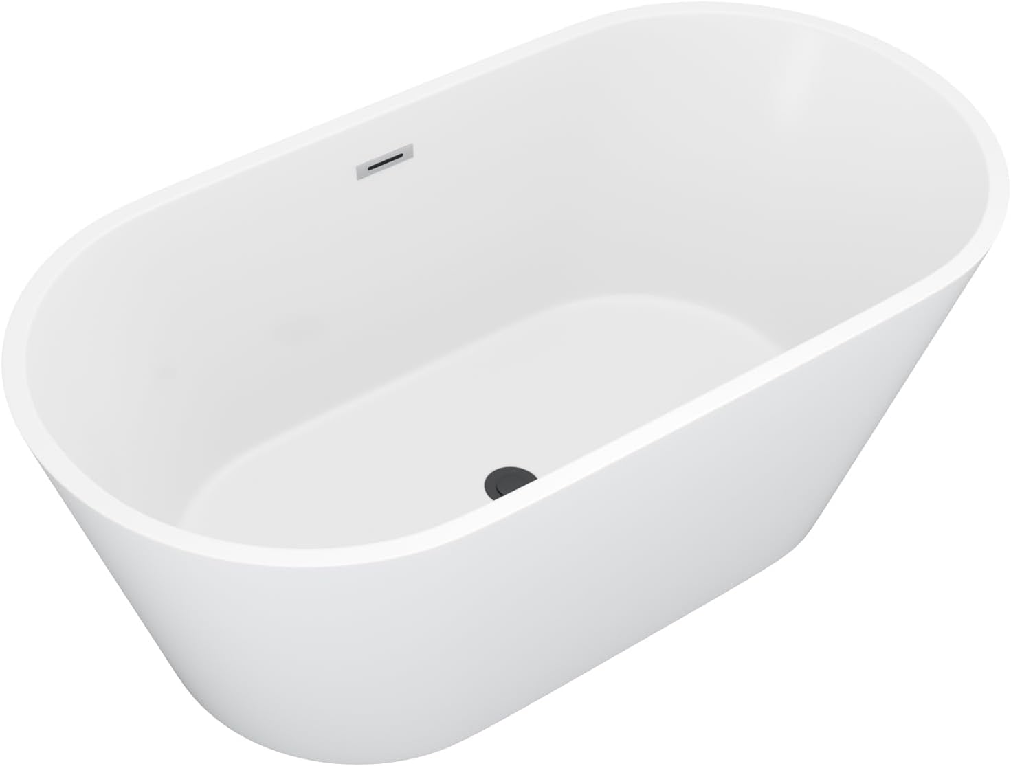 59' Freestanding Acrylic Bathtub White Roll Top Soaking Tub with Black Drain Sleek Finish for Contemporary Bathrooms, YSB9219