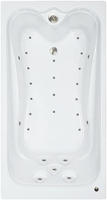 60 in. x 36 in. Elite Series Acrylic Rectangular Drop-In Air Massage Bathtub with Reversible Drain in White