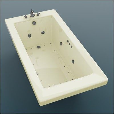 Guadeloupe 30 x 60 x 23' Rectangular Air and Whirlpool Jetted Bathtub Color/Trim: Biscuit / Polished Brass, Options: Tile Flange / 2' Lip / Front Skirt Enclosure, Drain: Right