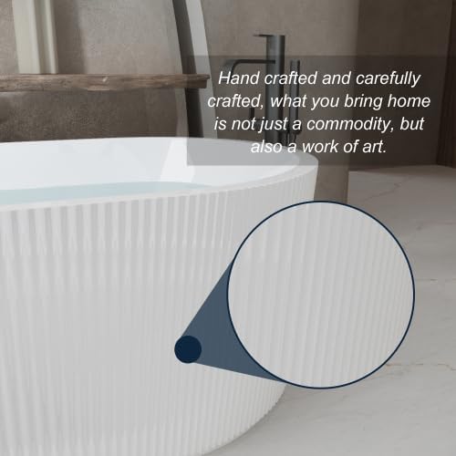 47-inch acrylic freestanding bathtub - acrylic soaking bathtub, white oval freestanding bathtub, with chrome-plated overflow and pop-up drain, CUPC certified. (59in)