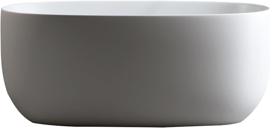 47'' Independent solid resin stone bathtub, a designed independent bathtub with pop up drainage and overflow pipes, suitable for small households