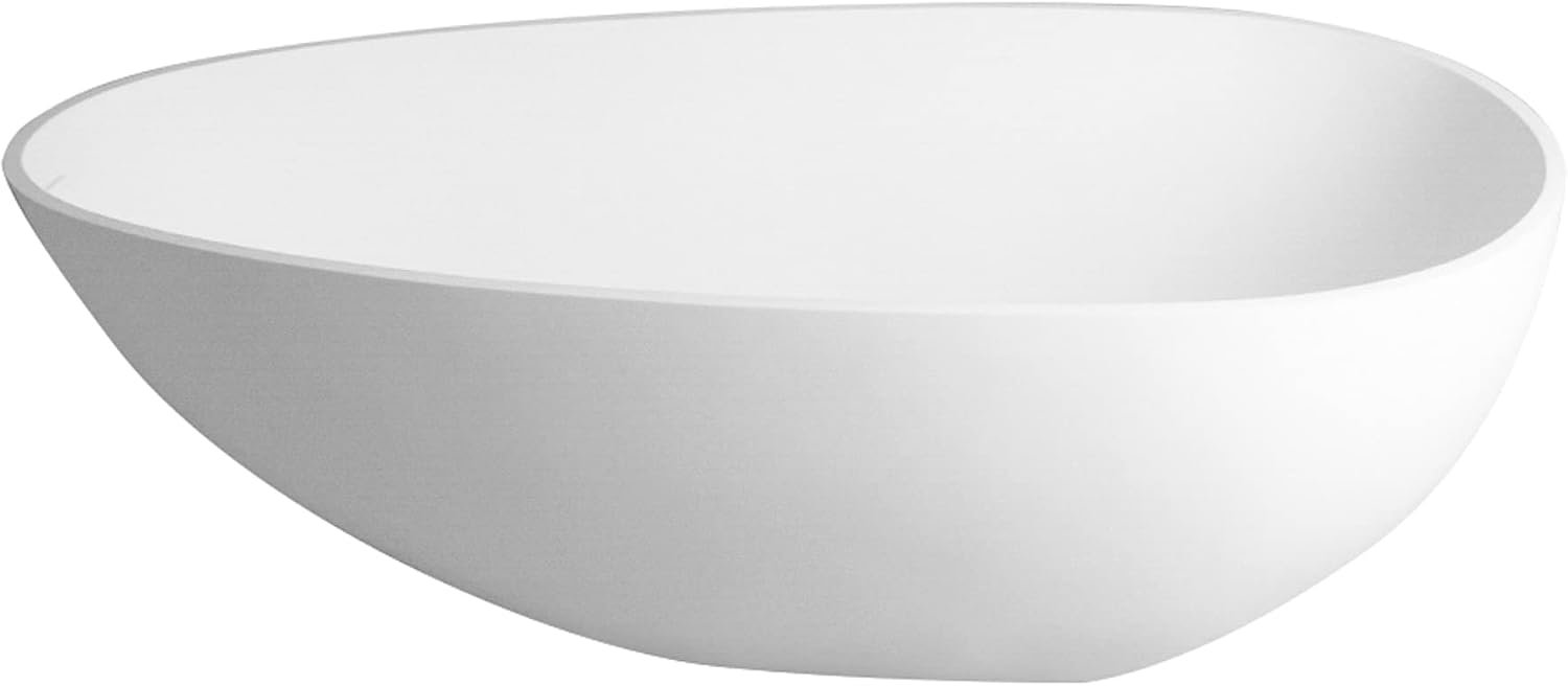 59 inch Solid Stone resin freestanding egg shape bathtub for the bathroom