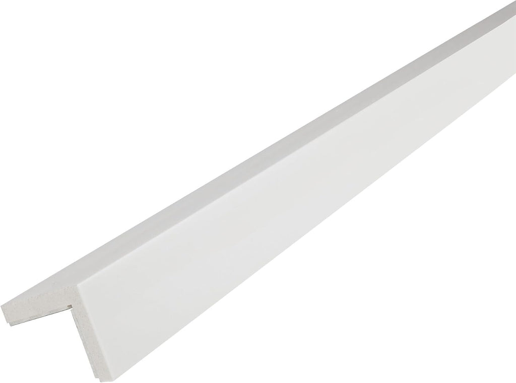 Outwater White 1-1/2' X 1-1/2' Wall Corner Protector Trim with Adhesive, 8FT Length, 2 Pack