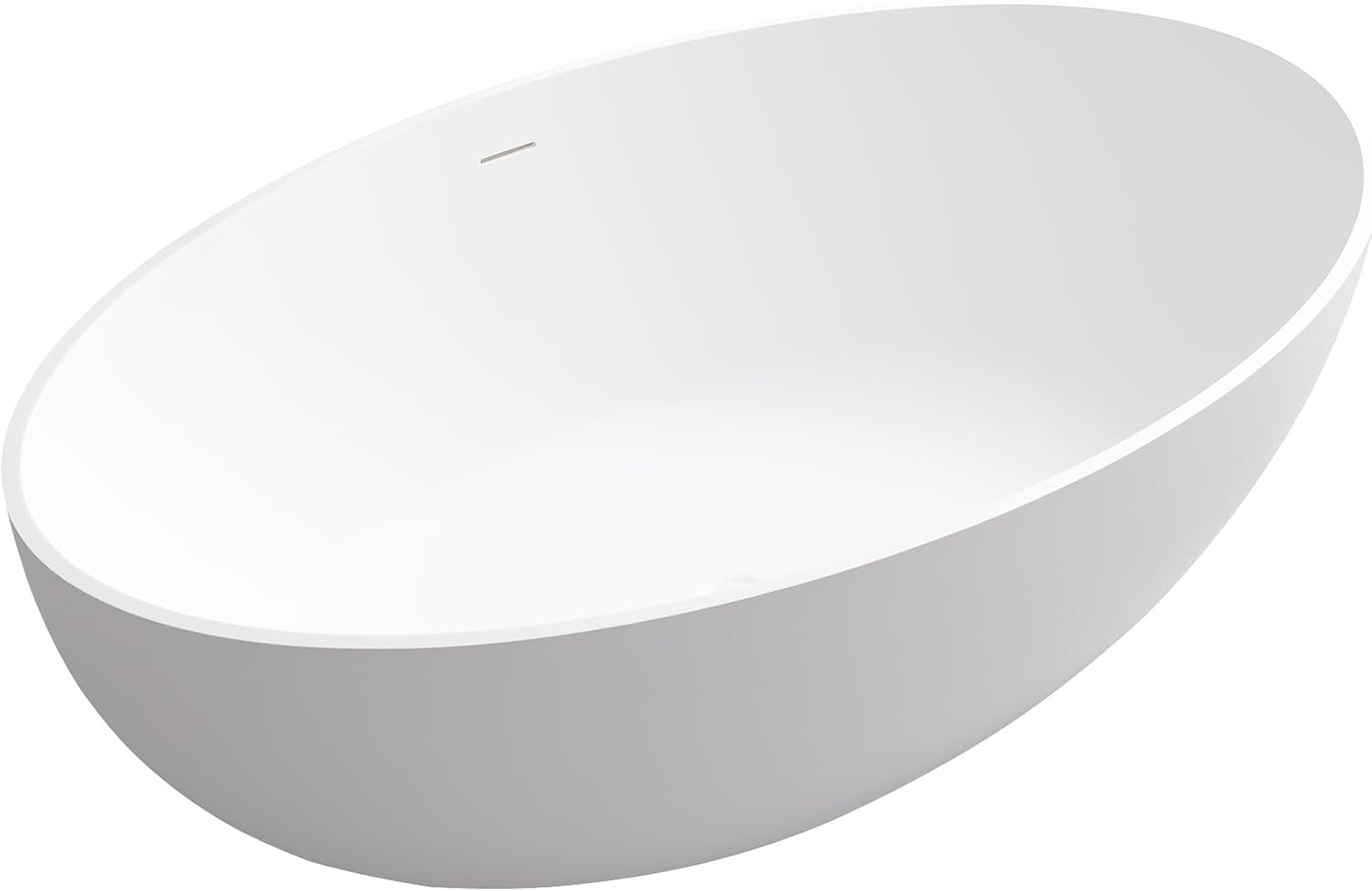 67' Premium Freestanding Bathtub Solid Surface Soaking Tub with Overflow and Pop-up Drain, Matte White