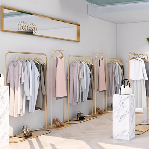 Modern Gold Metal Garment Rack - Heavy-Duty Freestanding Clothing Rack for Hanging Clothes, Large Capacity Coat Rack for Bedroom & Retail Display (120x40x160CM)