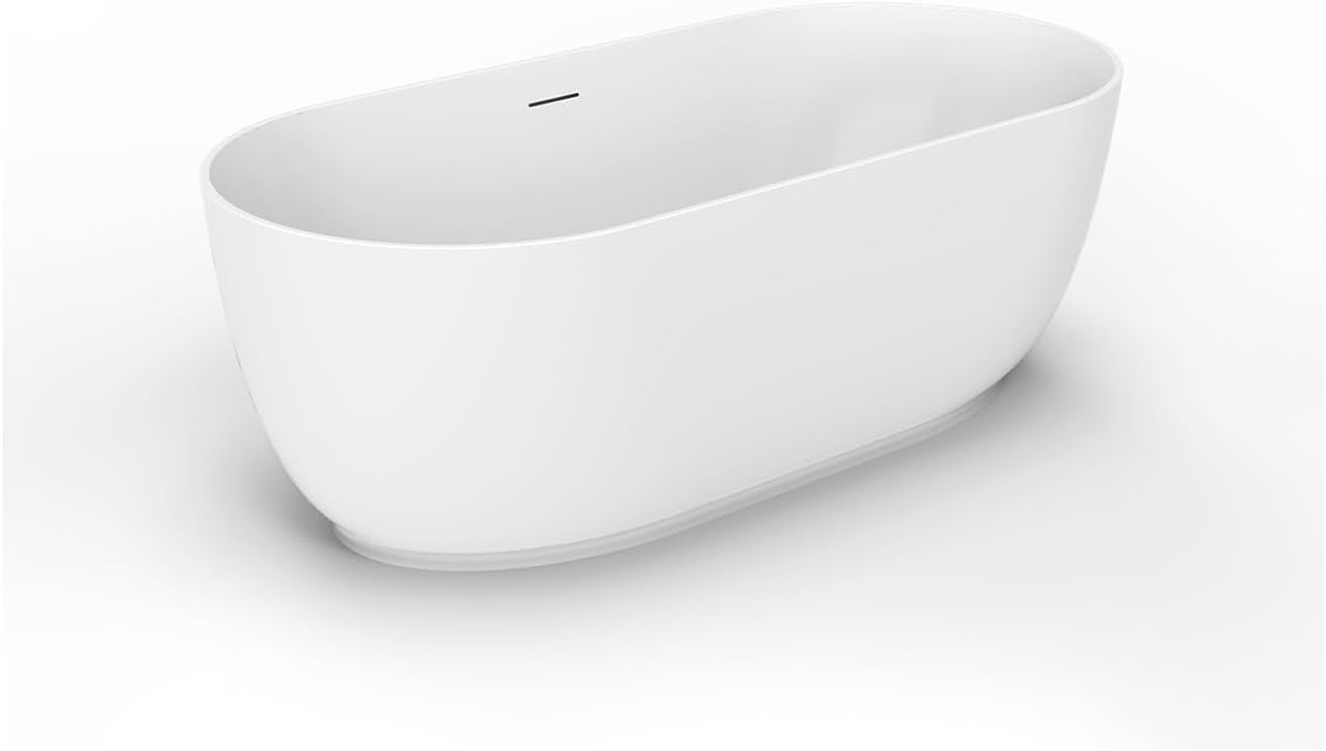 HomeStock Seaside Serenity Freestanding Bathtub, 67' L x 31' D x 28' H - Pure Acrylic Construction, Integrated Overflow, Comfortable Backrests
