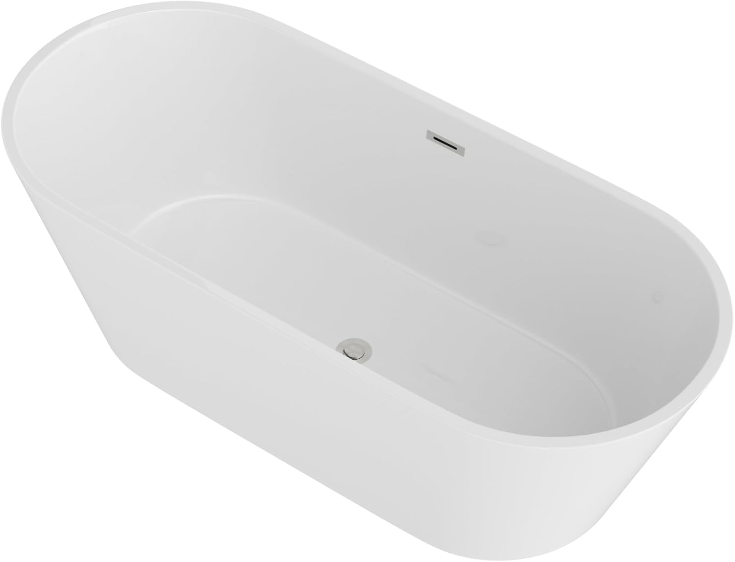 Lordear Freestanding Tub Soaking 67 Inch High Back Acrylic Stand Alone Bath Tub for Bathroom with Overflow and Drain #LTUB7109-67-C
