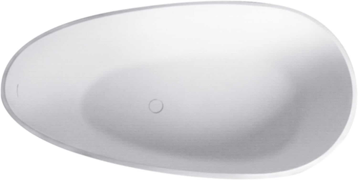 59 inch Solid Stone resin freestanding egg shape bathtub for the bathroom