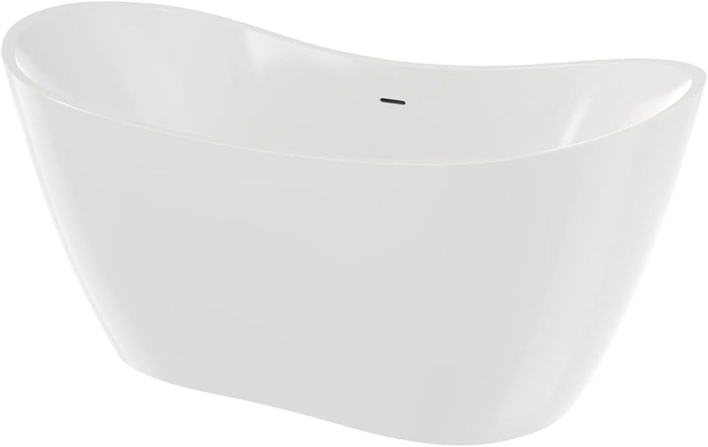 DreamLine Nile 67 inch L x 28 3/8 inch W x 28 3/8 inch H Freestanding Acrylic Bathtub with Brushed Brass Drain