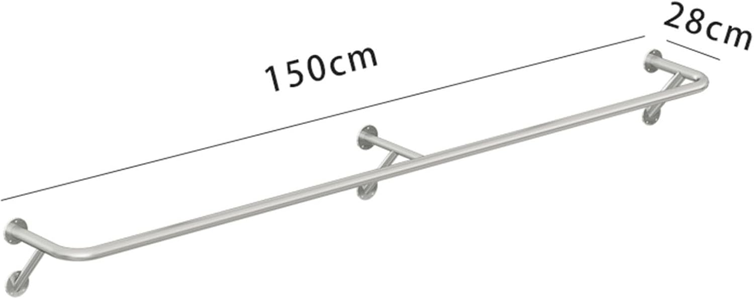Clothing Rack Wall Mounted Garment Rack, Heavy Duty Stainless Steel Creative Clothes Rail Hanging Rod, Boutique Clothes Store Display Shelf, 8 Size,150cm