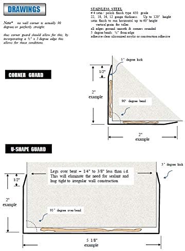 1 1/2' x 1 1/2' x 48' Stainless Steel Corner Guard, Includes Adhesive, Pack of 10 Units