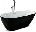 59' Freestanding Acrylic Bathtub, Deep Soaking Tub with Non-Slip Base & Chrome Drain, cUPC Certified, Easy Install, Space-Saving Bathtub, Modern Tub for Bathrooms, Black Pearl