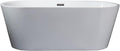 HomeStock Melina 59 in White Freestanding Acrylic Flatbottom Soaking Bathtub with Chrome Hardware