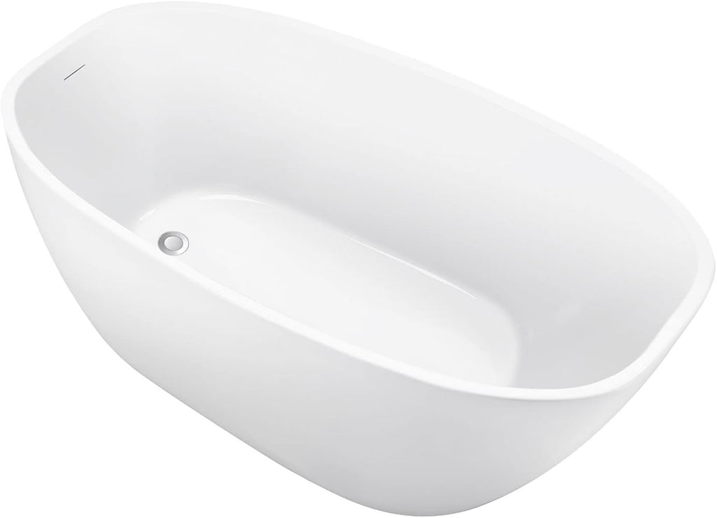 59' 100% Acrylic Freestanding Bathtub??Contemporary Soaking Tub??White Bathtub