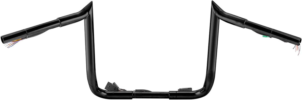 Wsays Pre-Wired Handlebar 10' Rise Bagger Meathook Ape Bar-Sharp Handlebar Compatible with Harley Touring Street Glide Electra Glide Ultra Limited 2008-2013 Black