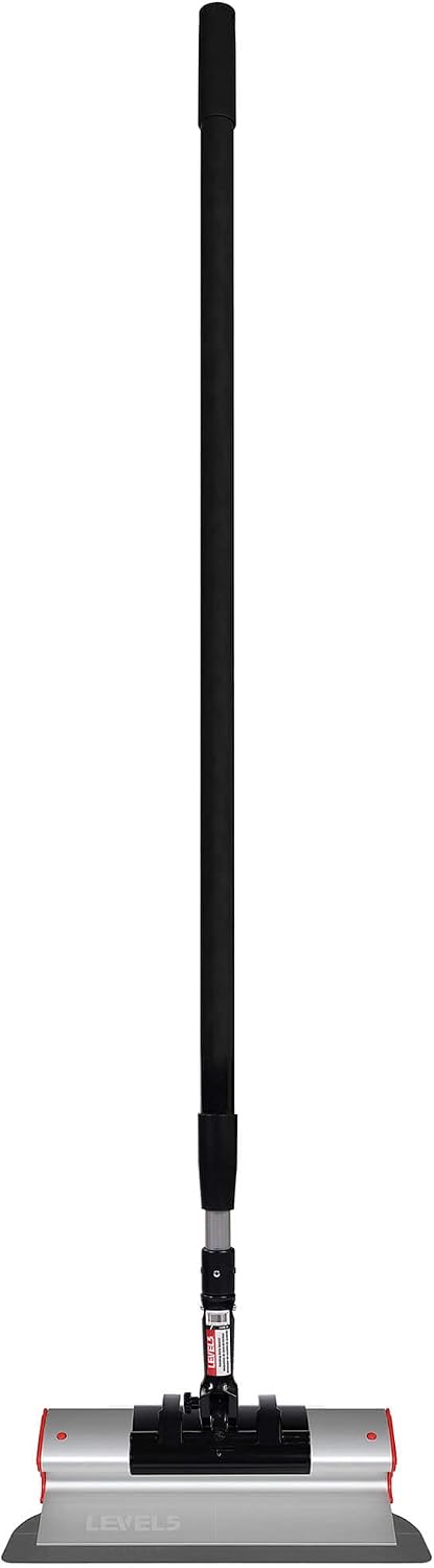 LEVEL5 Skimming Blade Combo, 14' Blade + 52' - 90' Extension Handle | Smoothing/Knockdown Drywall Knife | Extruded Aluminum & European Stainless Steel Construction | High-Impact End Caps | 5-429