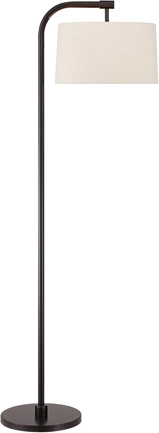 360 Lighting Serra Modern 64' Tall Standing Floor Lamp Curved Chairside Arc Offset Arm Pole Foot Switch Art Deco Brown Metal Dark Bronze Finish Living Room Bedroom House Reading Office Home Decor