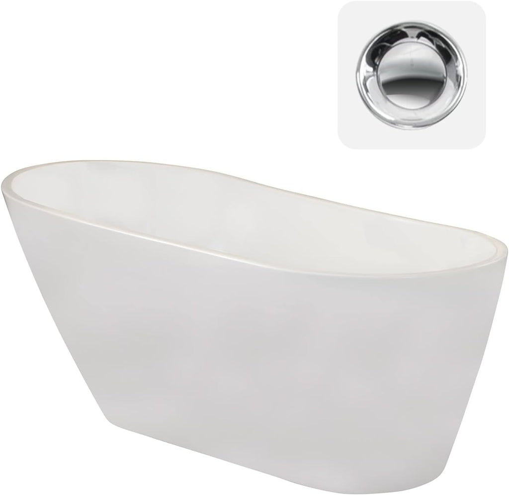 Shaia 67' x 32' Freestanding Soaking Acrylic Bathtub in White